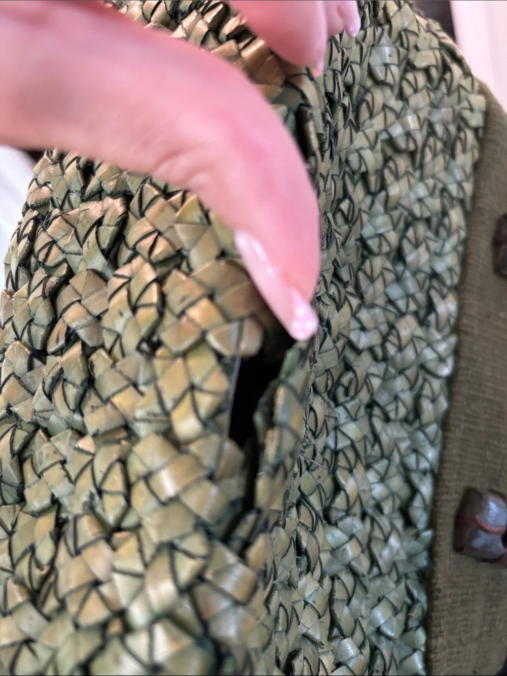 Olive Green Woven Top-Handle Women’s Bag - Picture 7 of 7